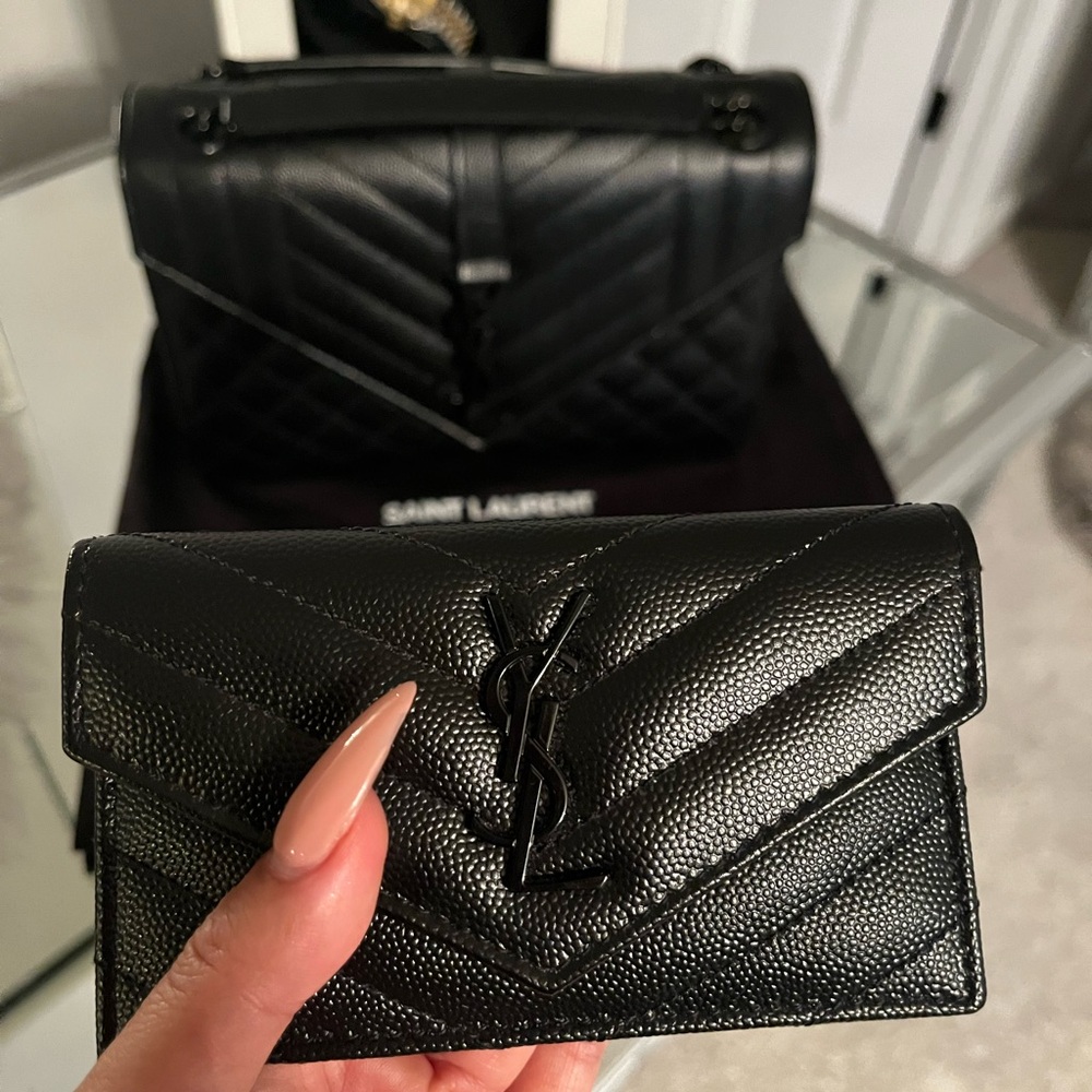 Authentic YSL Grain de Poudre Tech Cardholder